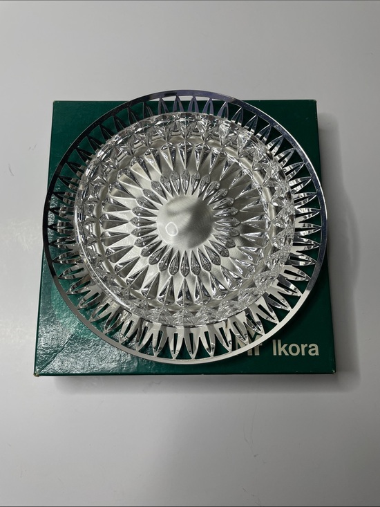 Ikora Other - Vintage 1974 Ilkora Crystal Serving Bowl with Silver-Plated Rim